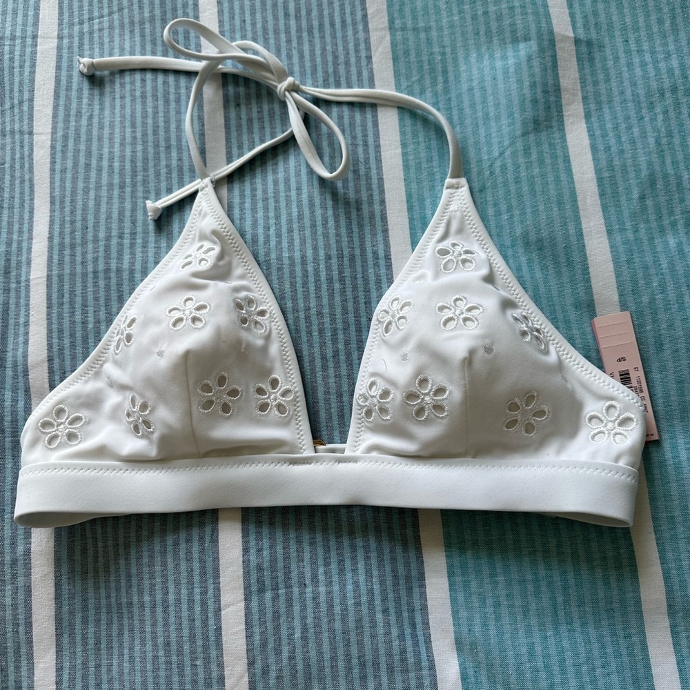 NWT Victoria's Secret Swim Eyelet Essential Halter Triangle Bikini Top
